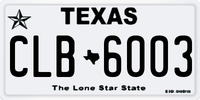 TX license plate CLB6003