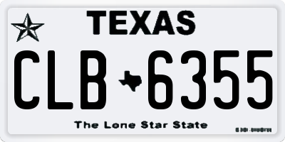 TX license plate CLB6355