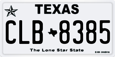 TX license plate CLB8385