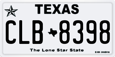 TX license plate CLB8398