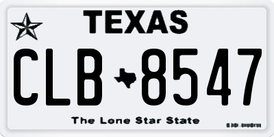 TX license plate CLB8547