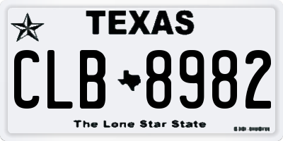 TX license plate CLB8982