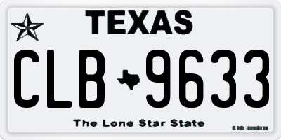 TX license plate CLB9633