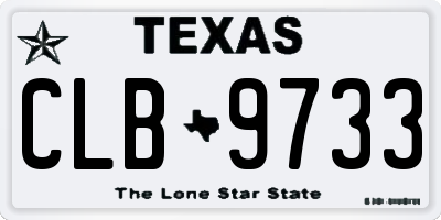 TX license plate CLB9733