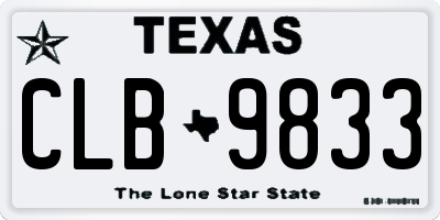 TX license plate CLB9833