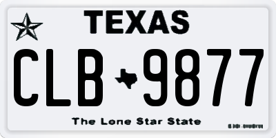 TX license plate CLB9877