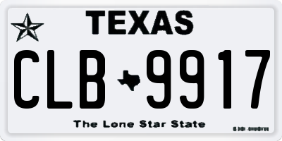 TX license plate CLB9917