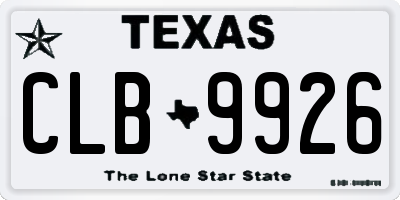 TX license plate CLB9926