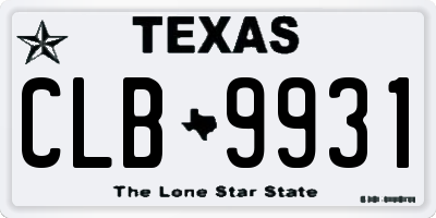 TX license plate CLB9931