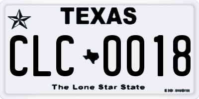 TX license plate CLC0018