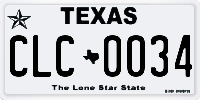 TX license plate CLC0034