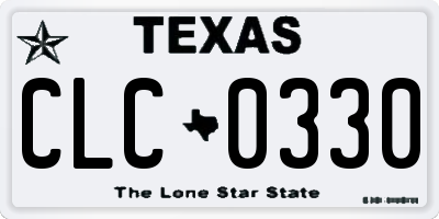 TX license plate CLC0330