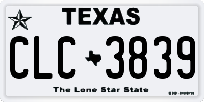 TX license plate CLC3839