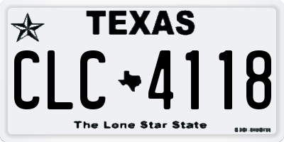TX license plate CLC4118