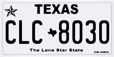 TX license plate CLC8030