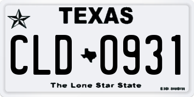 TX license plate CLD0931