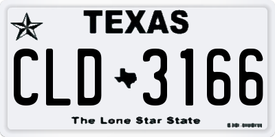 TX license plate CLD3166