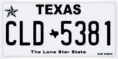 TX license plate CLD5381