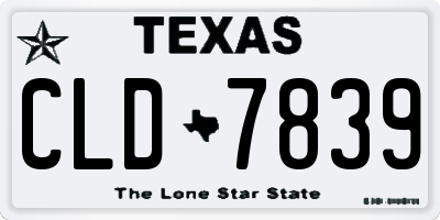 TX license plate CLD7839