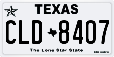 TX license plate CLD8407