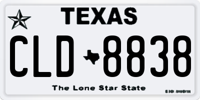 TX license plate CLD8838