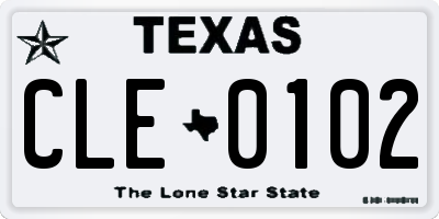 TX license plate CLE0102