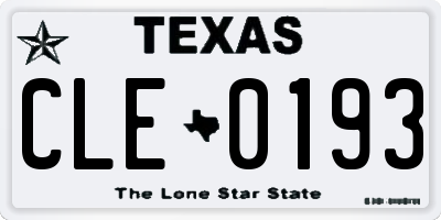 TX license plate CLE0193