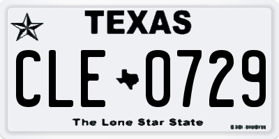 TX license plate CLE0729