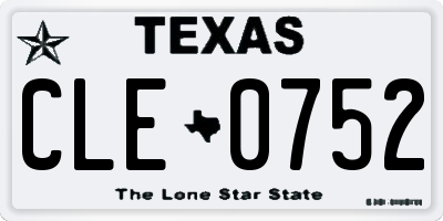 TX license plate CLE0752