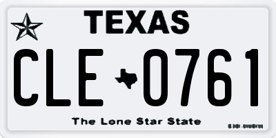 TX license plate CLE0761