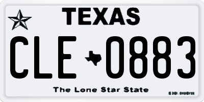 TX license plate CLE0883