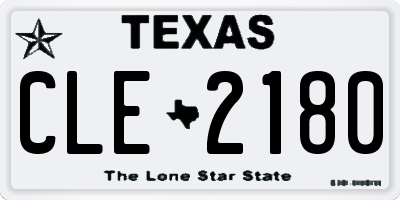 TX license plate CLE2180