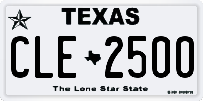 TX license plate CLE2500
