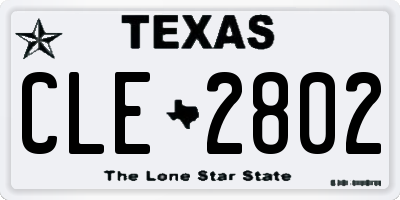 TX license plate CLE2802