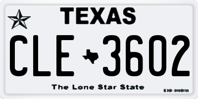 TX license plate CLE3602