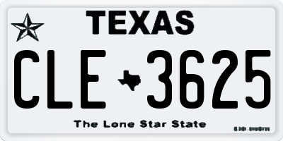 TX license plate CLE3625