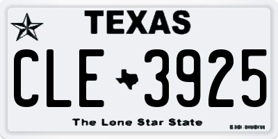 TX license plate CLE3925