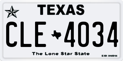 TX license plate CLE4034