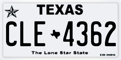 TX license plate CLE4362