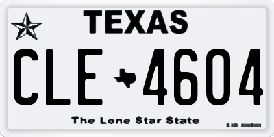 TX license plate CLE4604