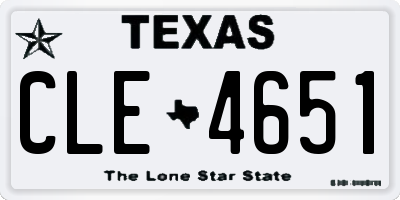 TX license plate CLE4651