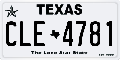 TX license plate CLE4781