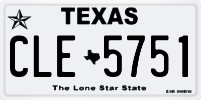 TX license plate CLE5751