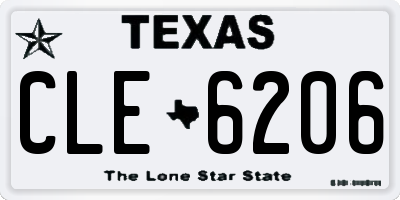 TX license plate CLE6206