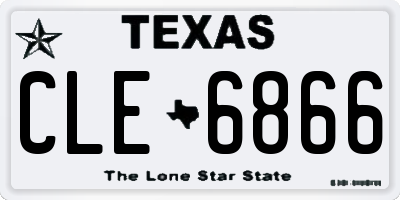 TX license plate CLE6866