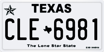 TX license plate CLE6981