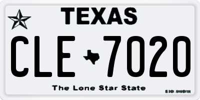 TX license plate CLE7020
