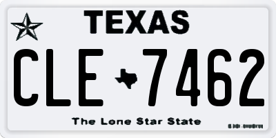 TX license plate CLE7462
