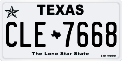 TX license plate CLE7668