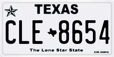 TX license plate CLE8654